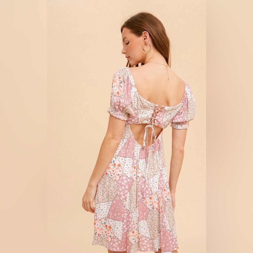 New Hem & Thread Patchwork Print Back Cut Out Dre… - image 4